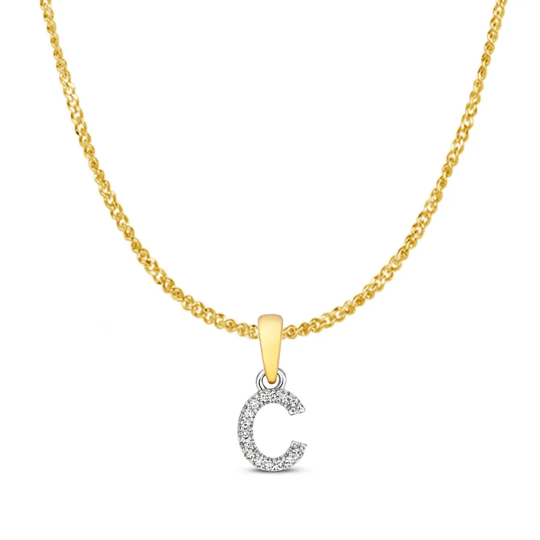 Diamond Initial Necklace | Solid 9 Carat Gold Charm | A to Z