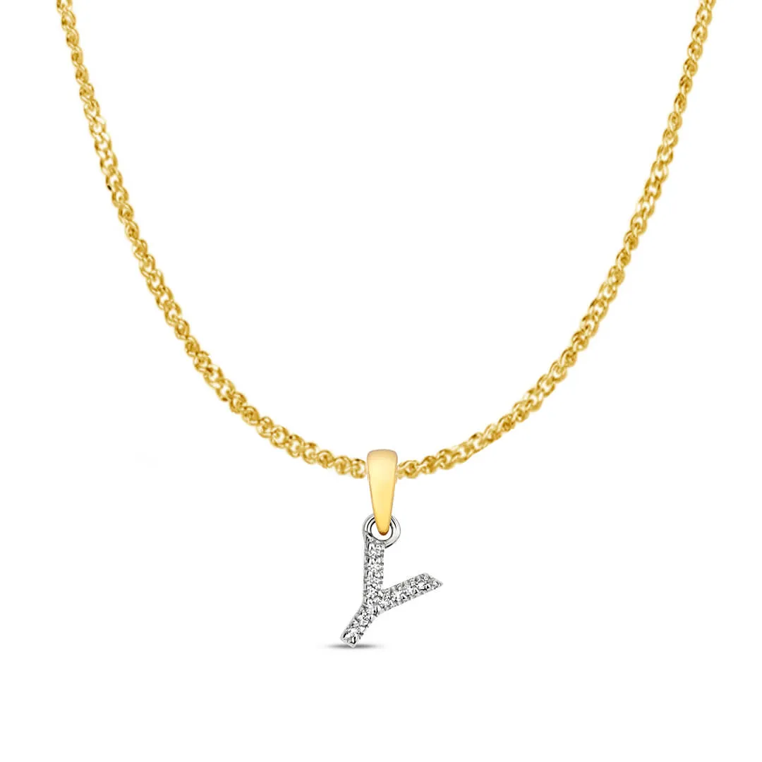 Diamond Initial Necklace | Solid 9 Carat Gold Charm | A to Z