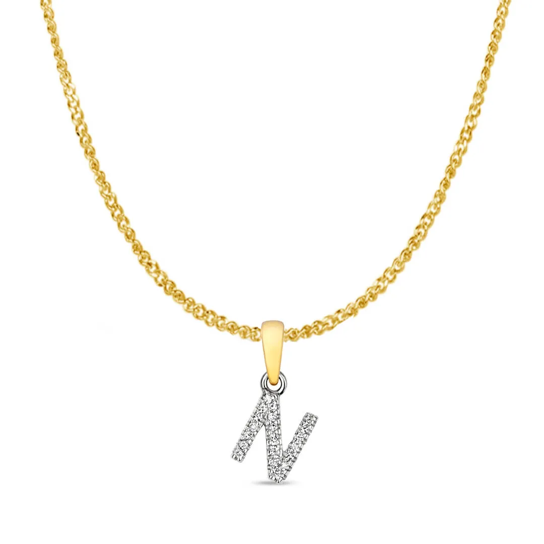 Diamond Initial Necklace | Solid 9 Carat Gold Charm | A to Z