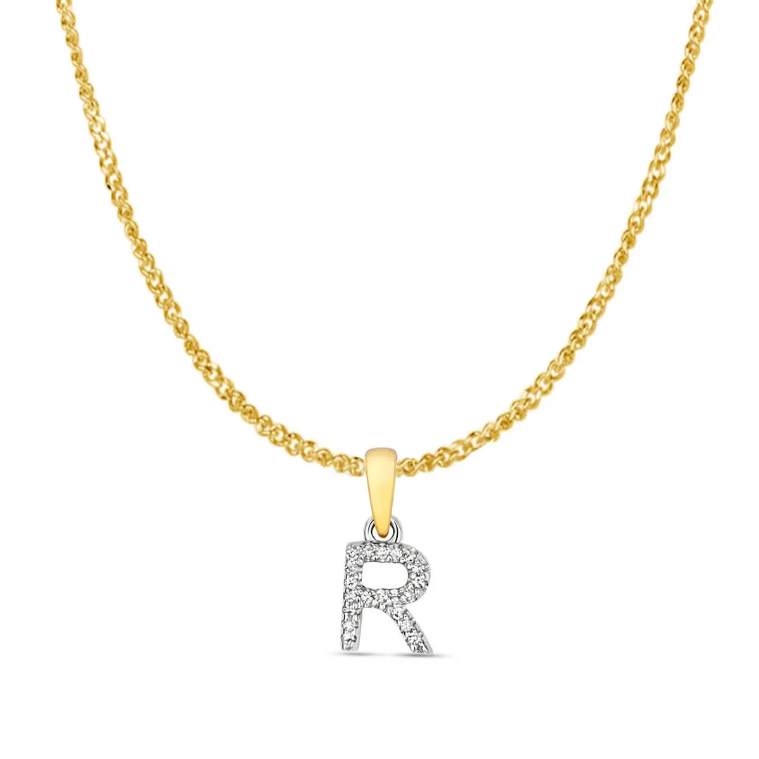 Diamond Initial Necklace | Solid 9 Carat Gold Charm | A to Z