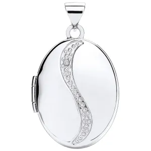 Diamond Set Oval Shaped Locket Pendant Necklace in 9ct White Gold