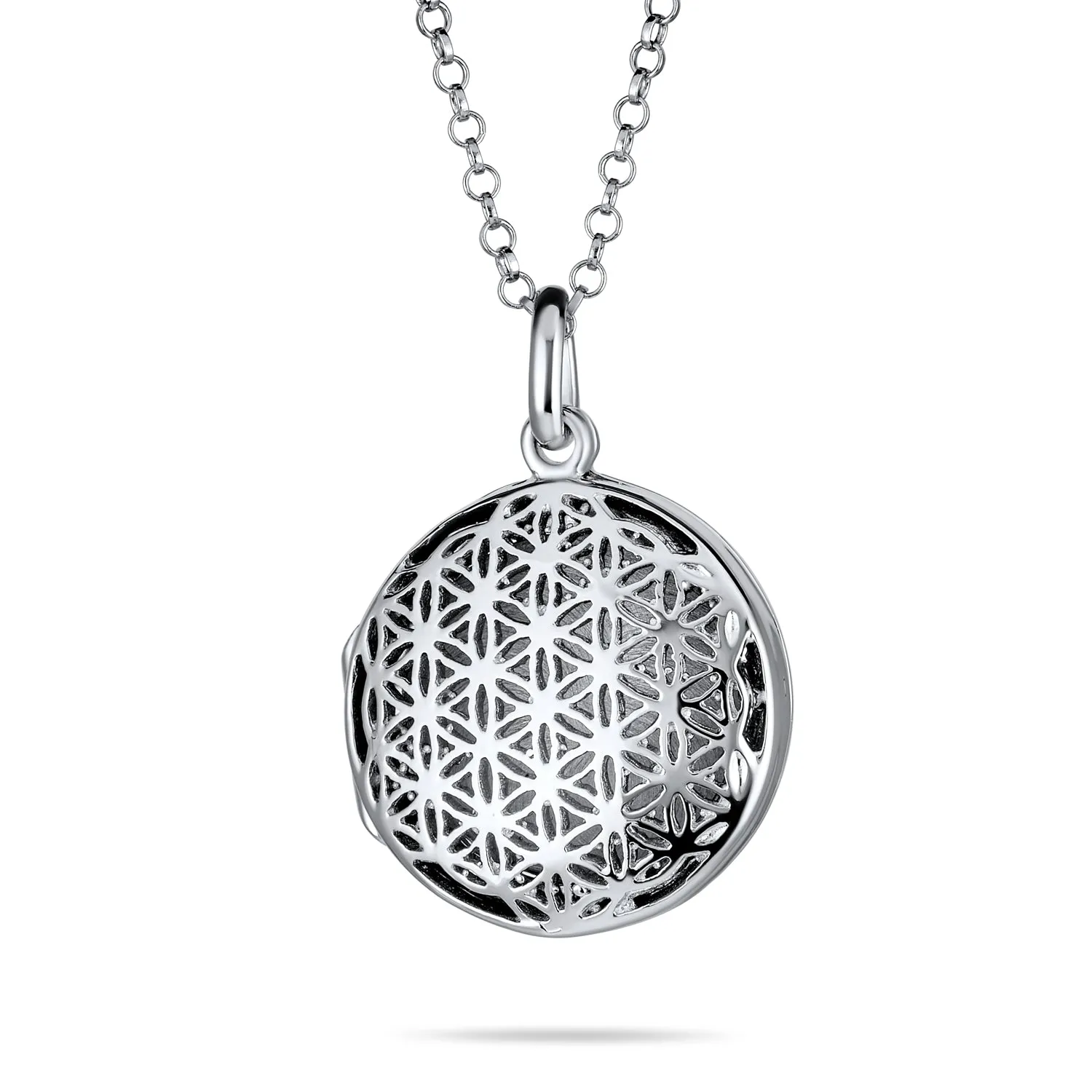 Dome Aromatherapy Diffuser Silver Locket Necklace for Essential Oils or Photos