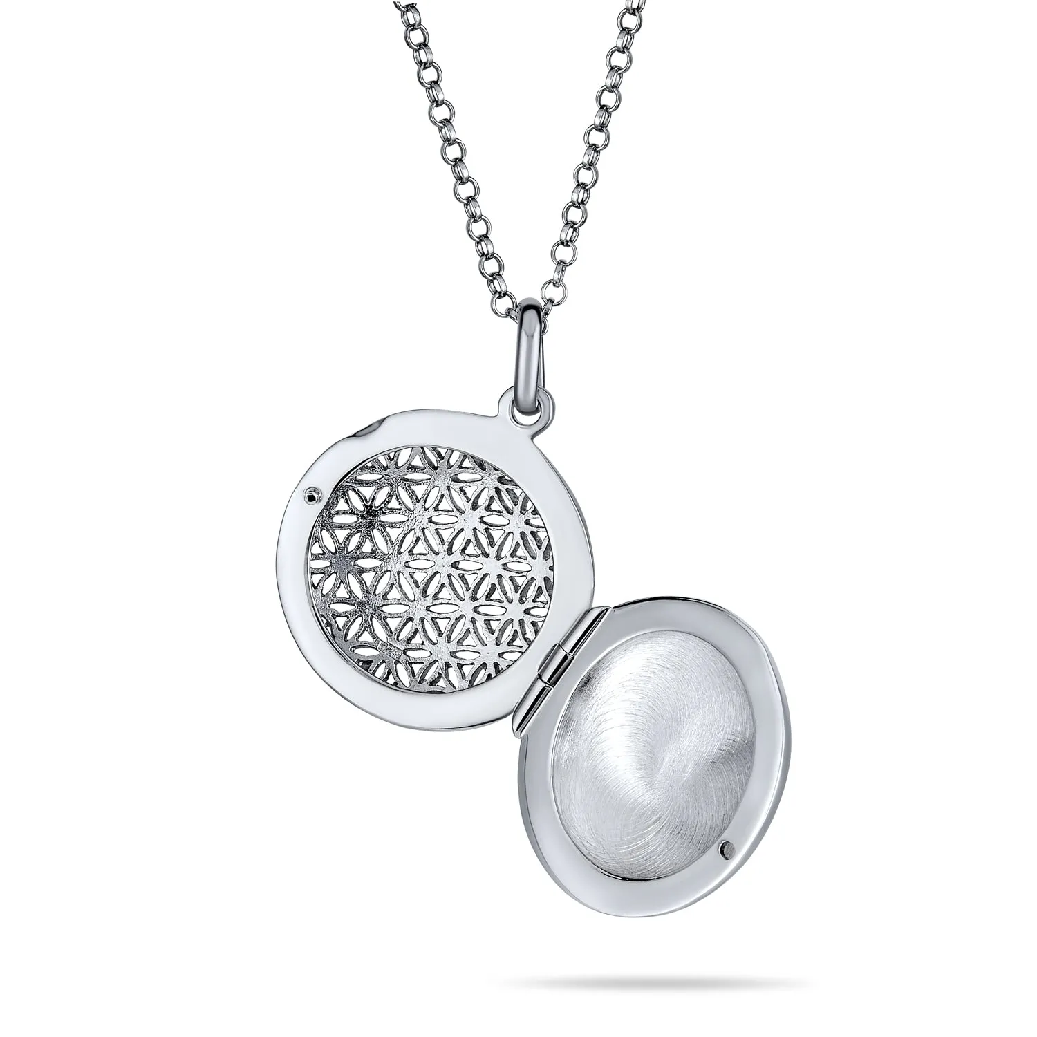 Dome Aromatherapy Diffuser Silver Locket Necklace for Essential Oils or Photos