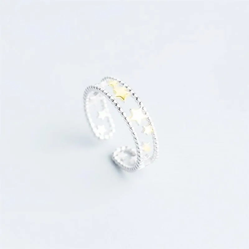 Double Layer Cute Star Ring Women Adjustable Ring