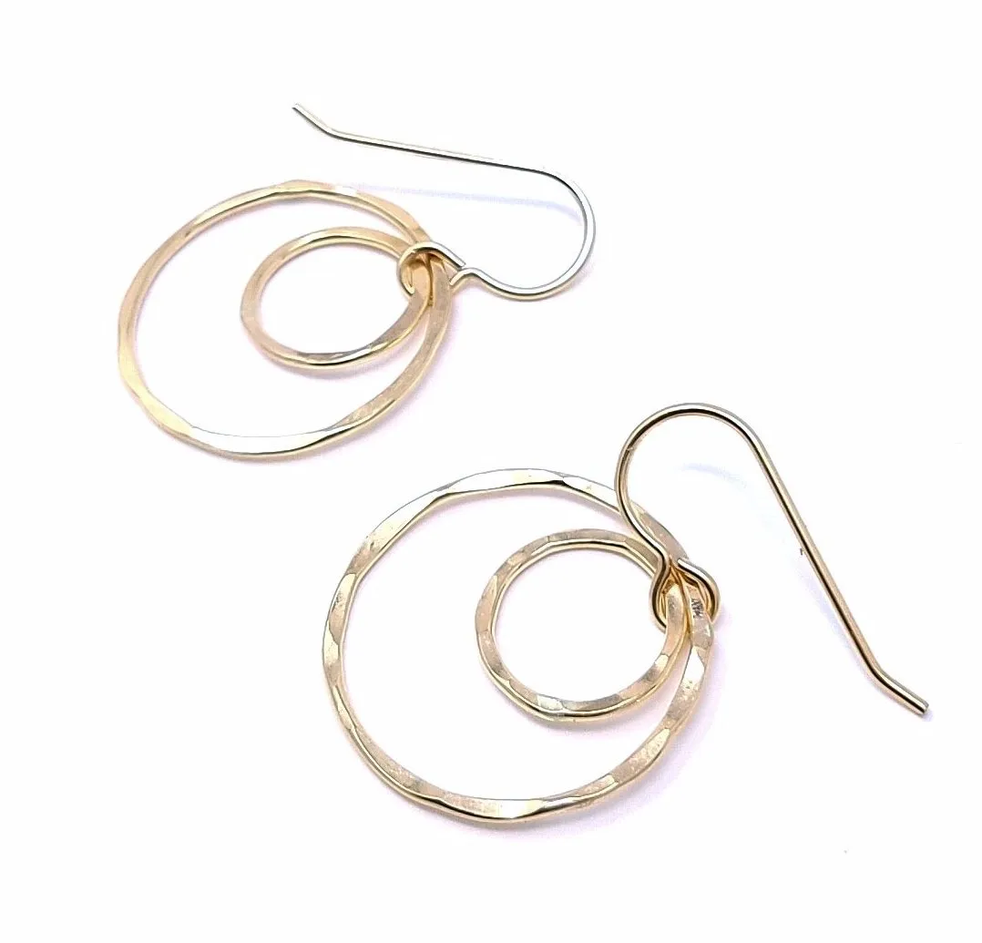 double ring earring - gold-filled