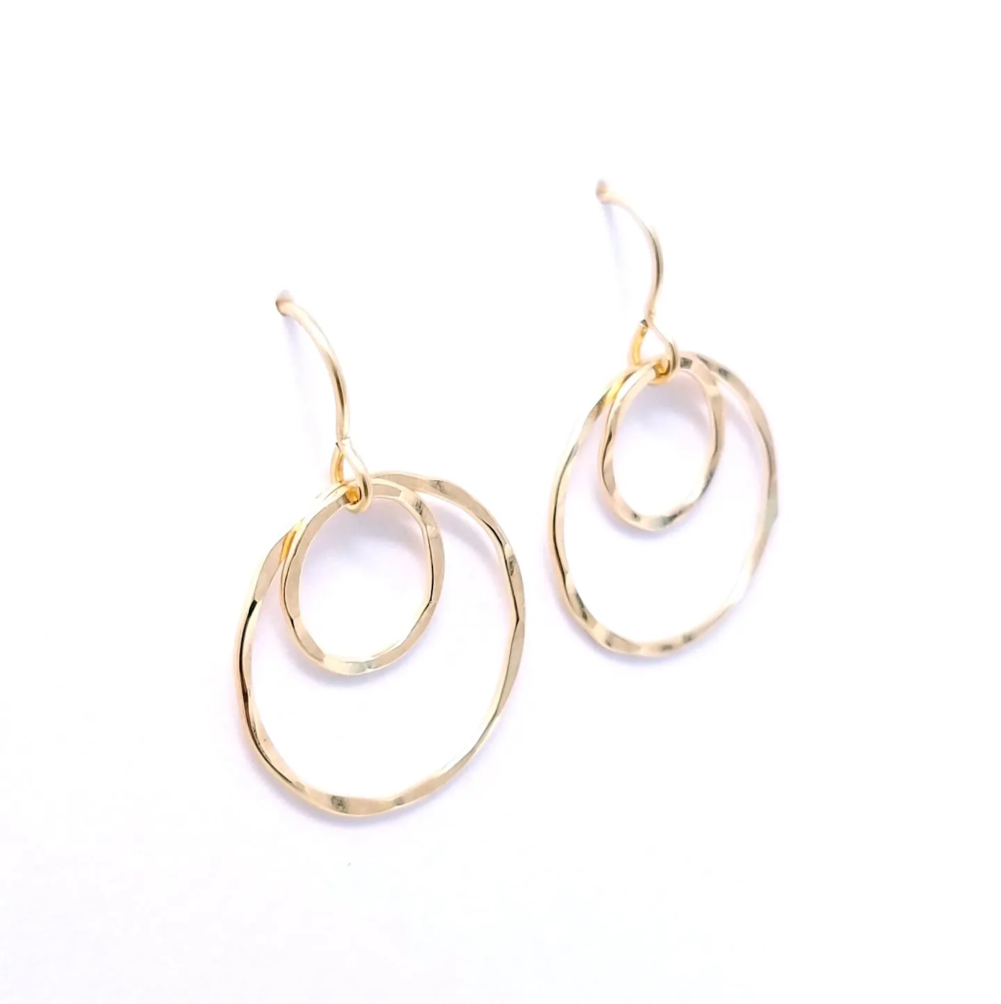 double ring earring - gold-filled