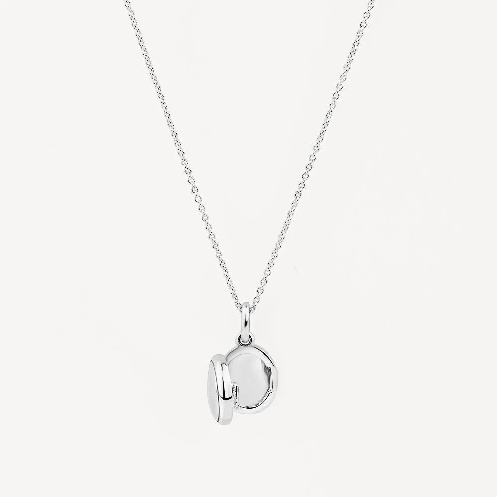 Engravable Oval Mini Locket Necklace in Silver