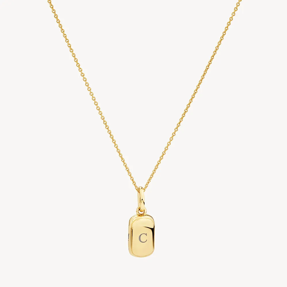 Engravable Rectangle Locket Necklace in Gold