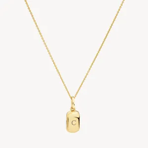 Engravable Rectangle Locket Necklace in Gold