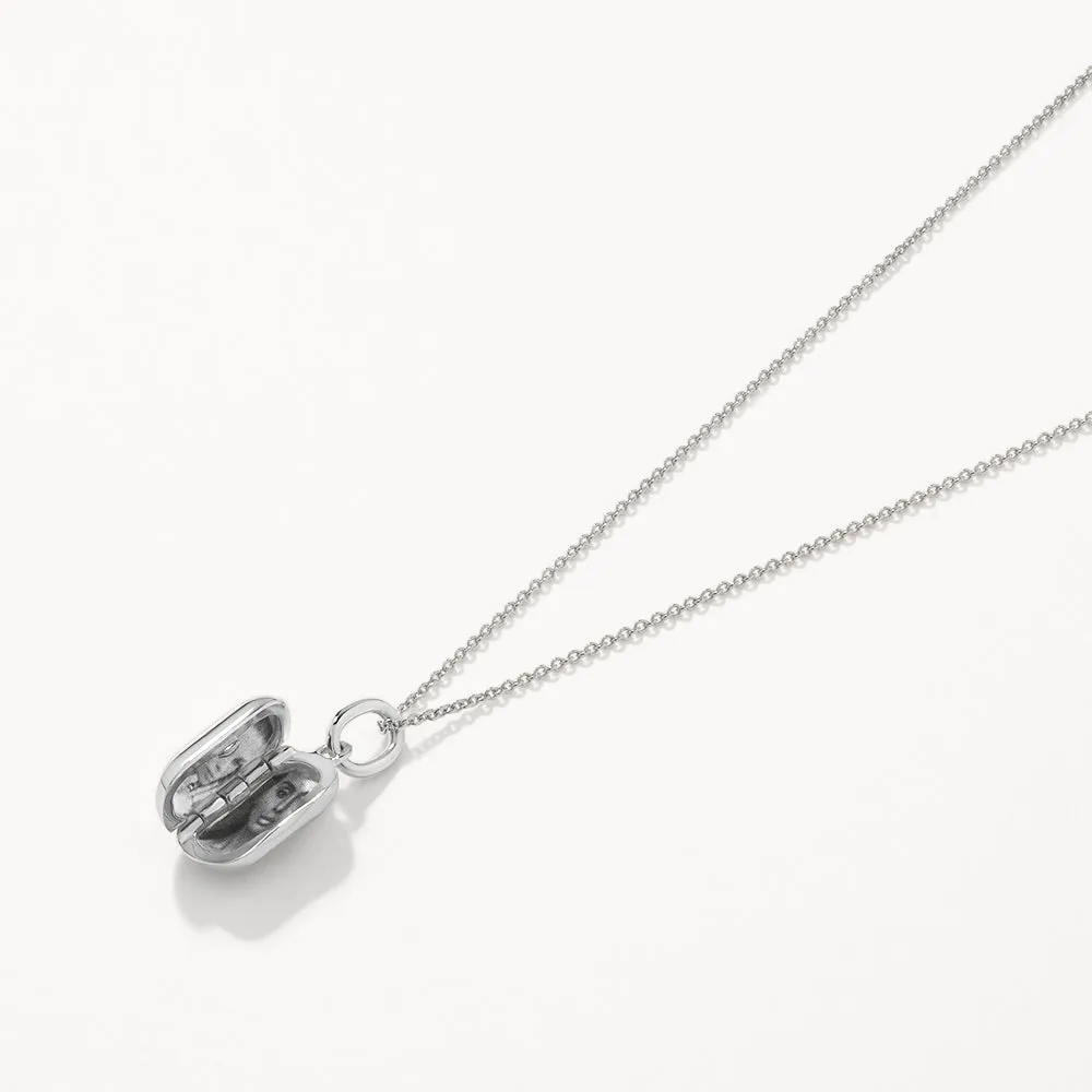 Engravable Rectangle Locket Necklace in Silver