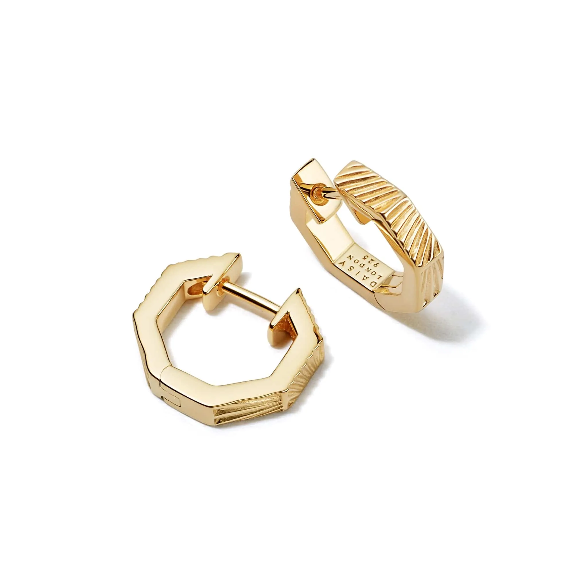 Estée Lalonde Octagonal Huggie Hoop Earrings 18ct Gold Plate