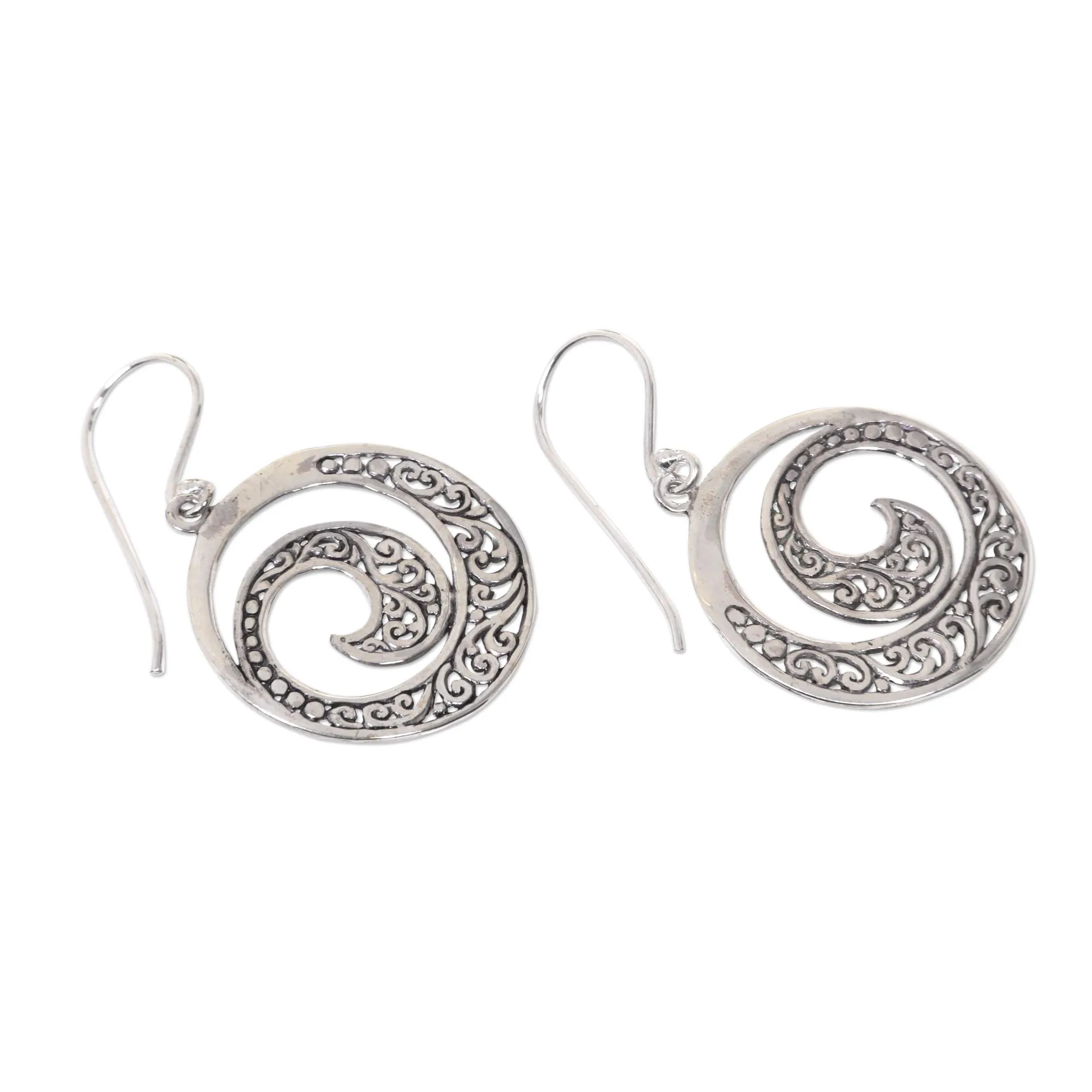 Ferns in Moonlight Sterling Dangle Earrings