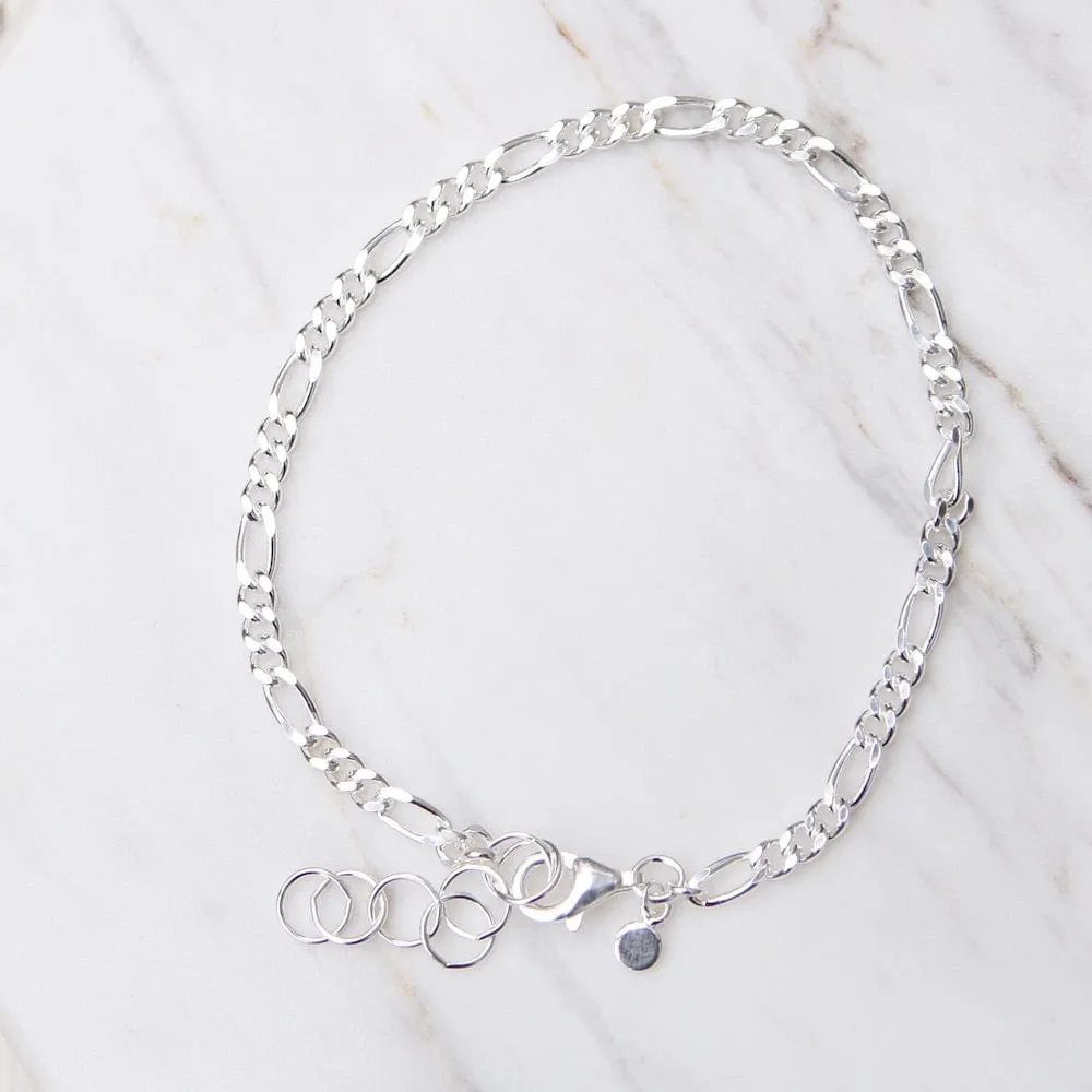 Figaro Chain Bracelet - Sterling Silver