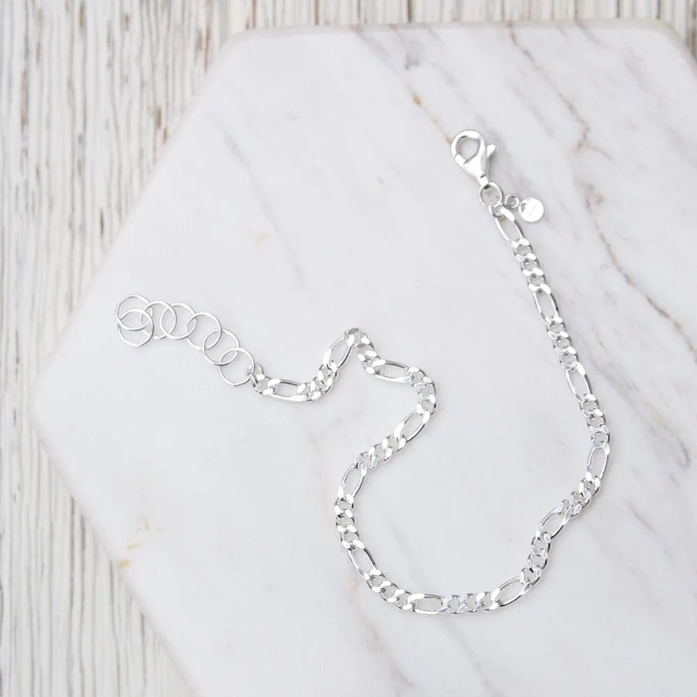 Figaro Chain Bracelet - Sterling Silver