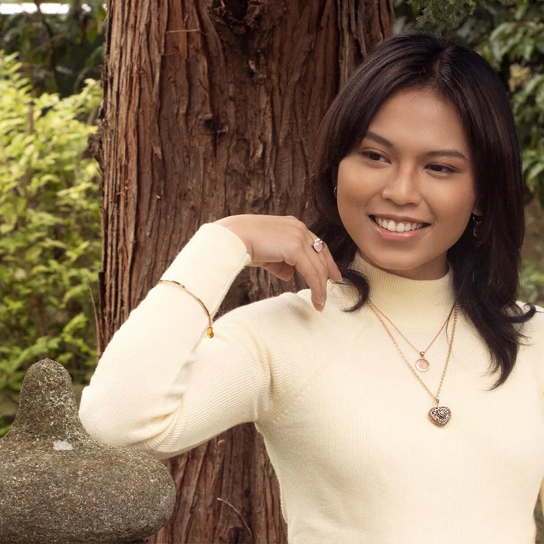 Garnet Vintage Heart Locket | Rose Gold