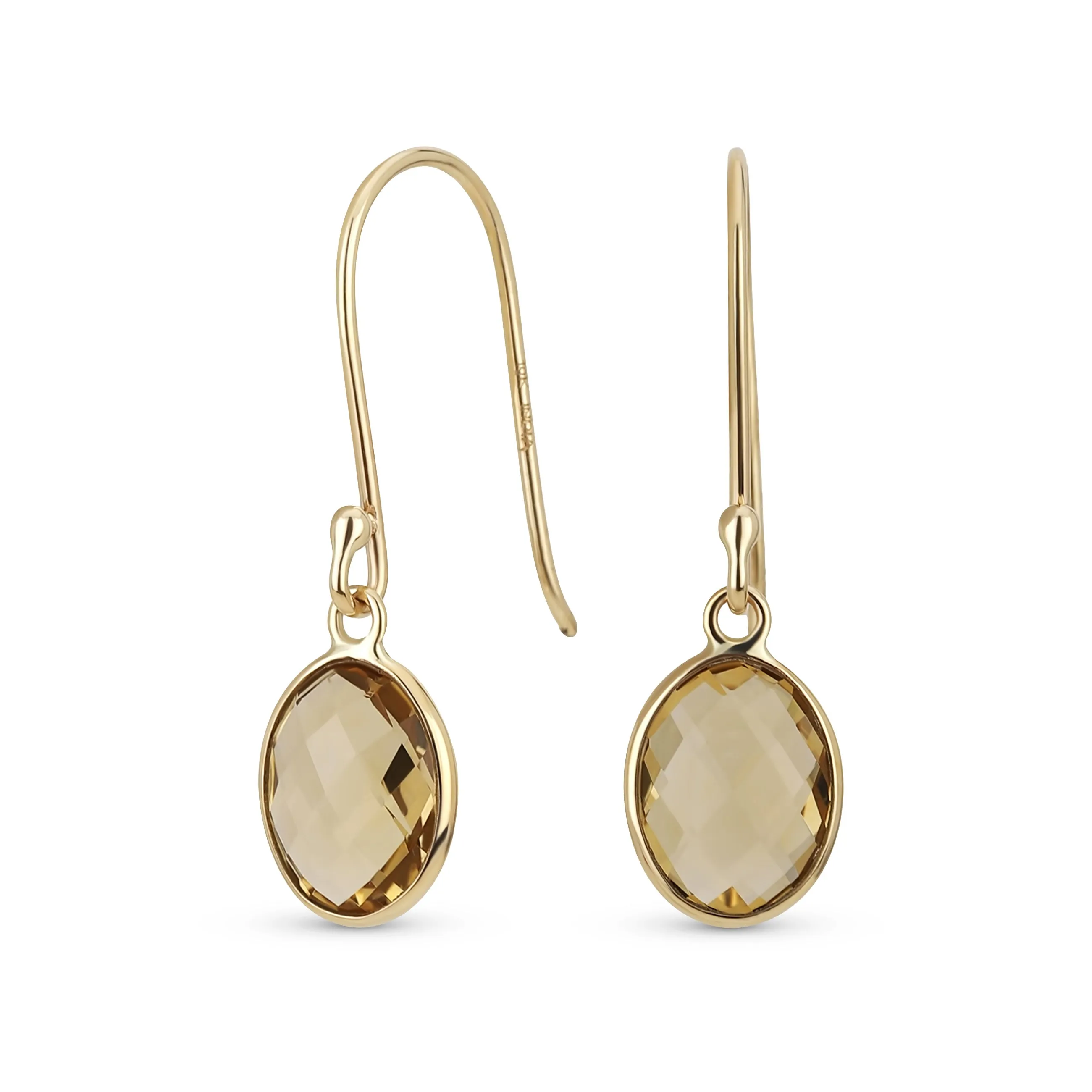 Genuine 10K Gold Aquamarine Dangle Earrings with Faceted Briolette Gemstone