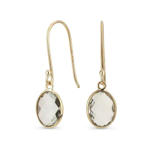 Genuine 10K Gold Aquamarine Dangle Earrings with Faceted Briolette Gemstone