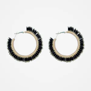 Gold and Black Mix Bar Hoop Earrings