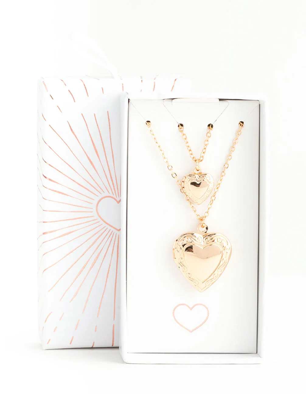 Gold Filigree Heart Locket Necklace Pack