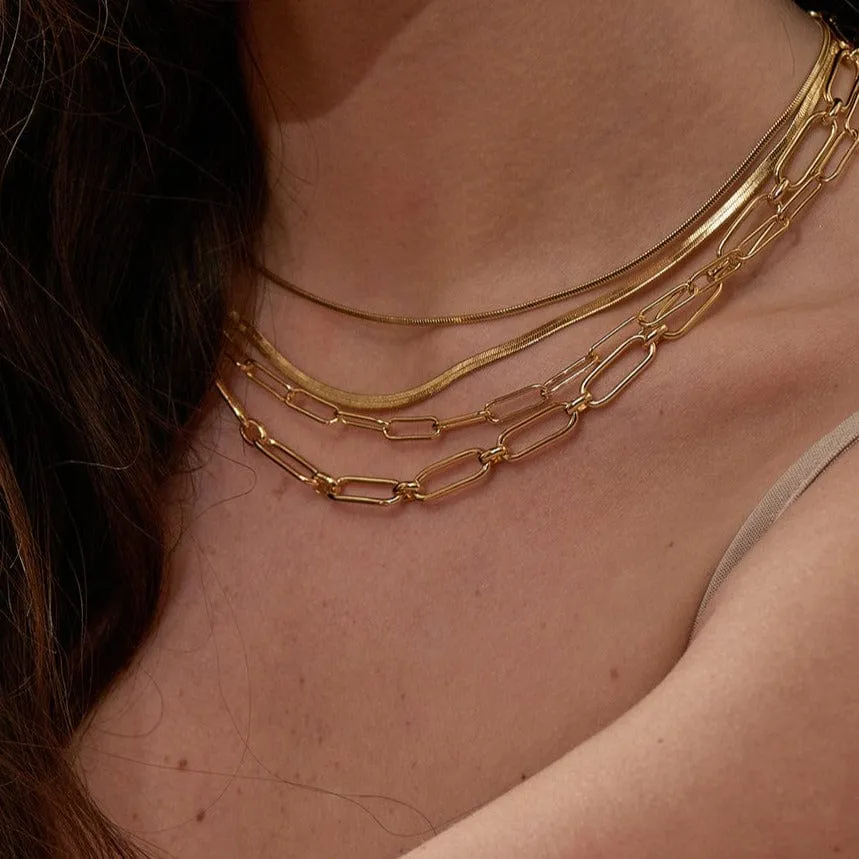 Gold Flat Snake Chain Necklace