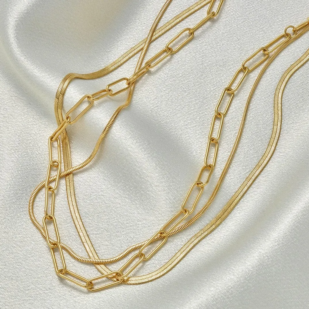 Gold Flat Snake Chain Necklace