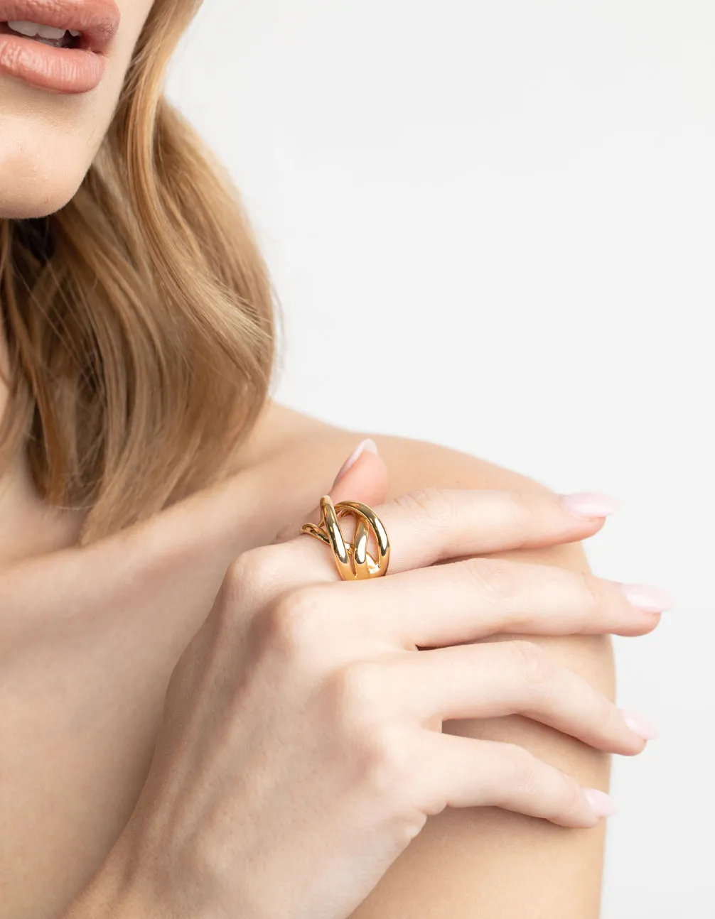 Gold Plated Knotted Statement Ring