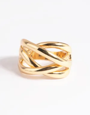 Gold Plated Knotted Statement Ring