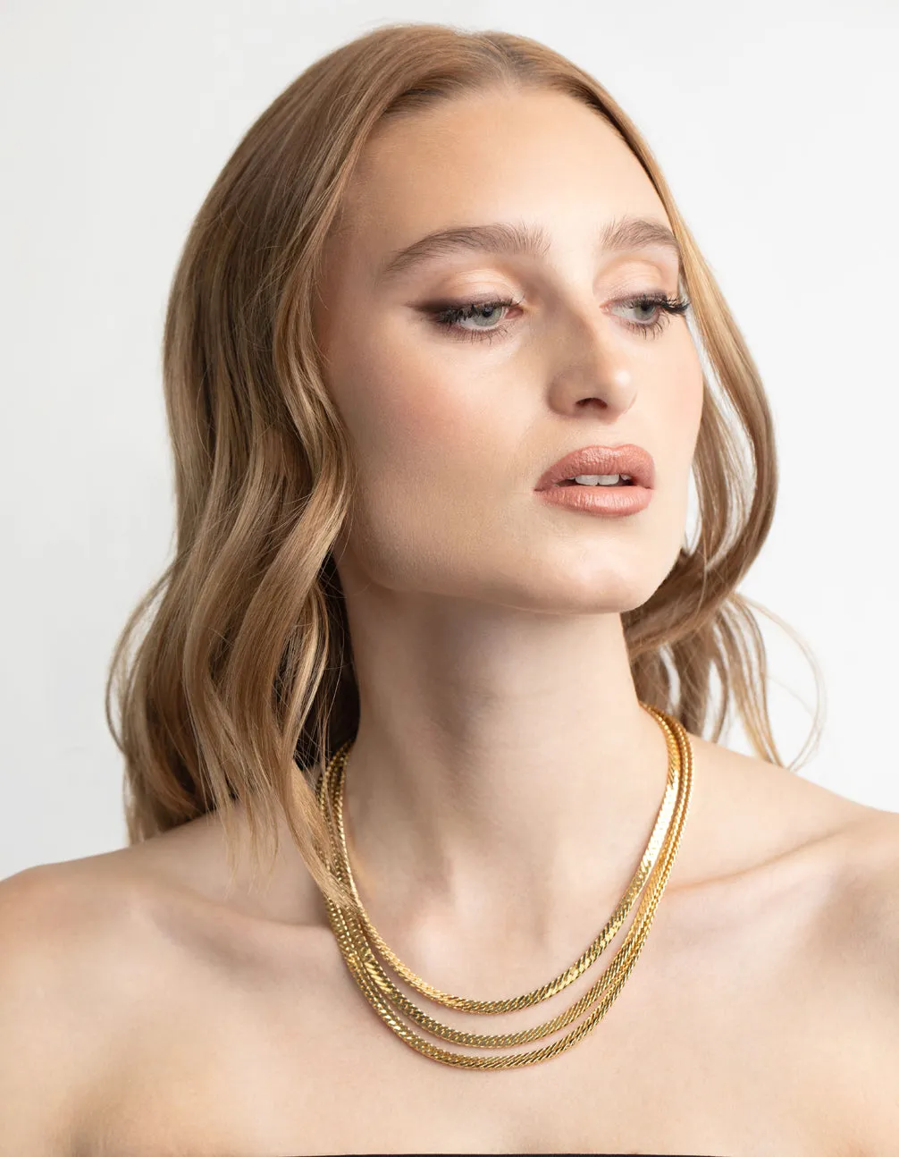 Gold Plated Snake Chain Layered Necklace