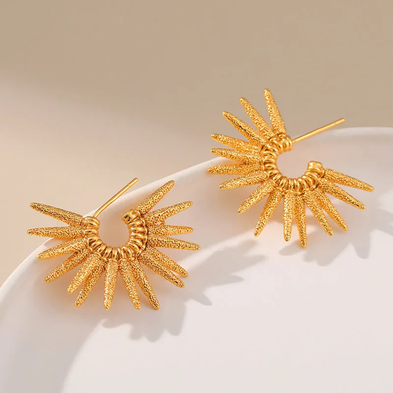 Gold Spiked Hoop Earrings jlt11719