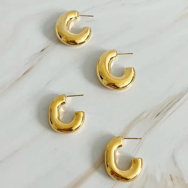 Golden Object Oval Hoop Earrings