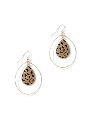 Goldtone Leopard-Print Orbital Drop Earring