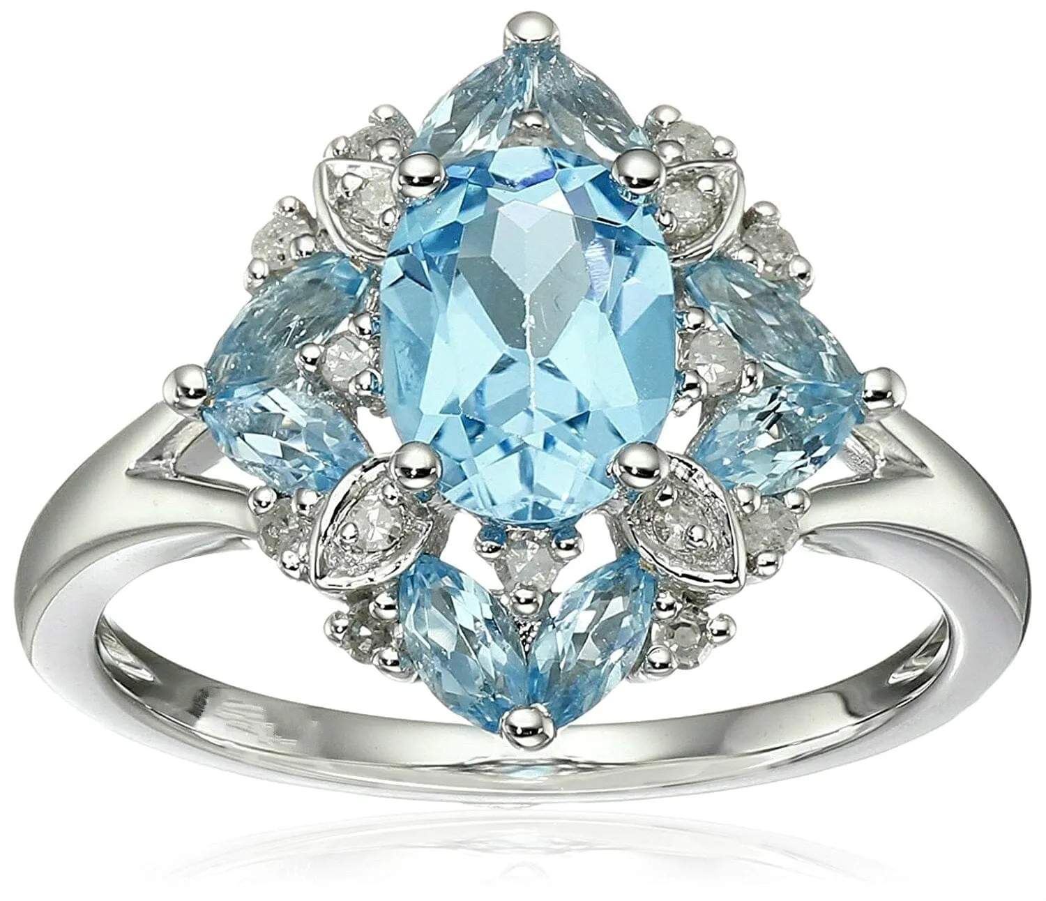 Gorgeous Light Blue Aquamarine Bridal Ring