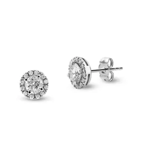 Halo stud earrings with round lab-grown diamonds