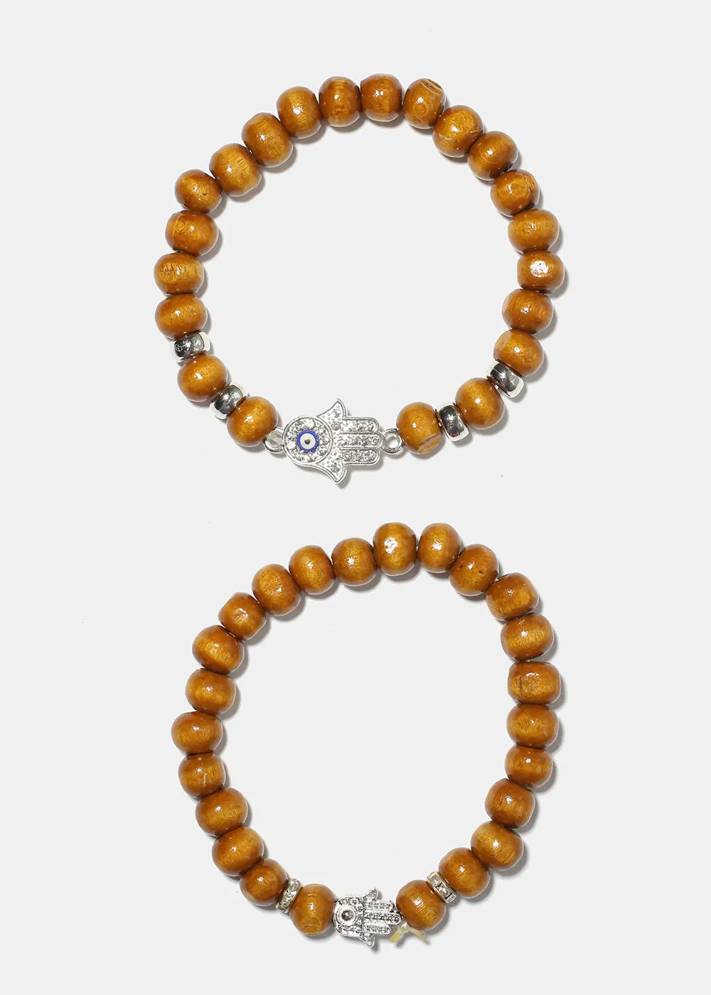 Hamsa Hand Wooden Bead Bracelet