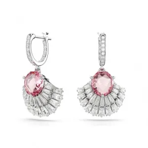 Idyllia Pink Rhodium Plated Shell Drop Earrings 5680295