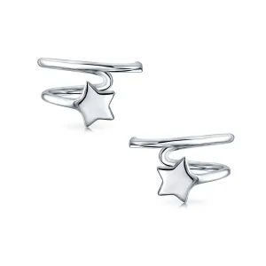 Initial Alphabet A-Z Patriotic Celestial Rock Star Ear Cuff Cartilage Earrings Silver