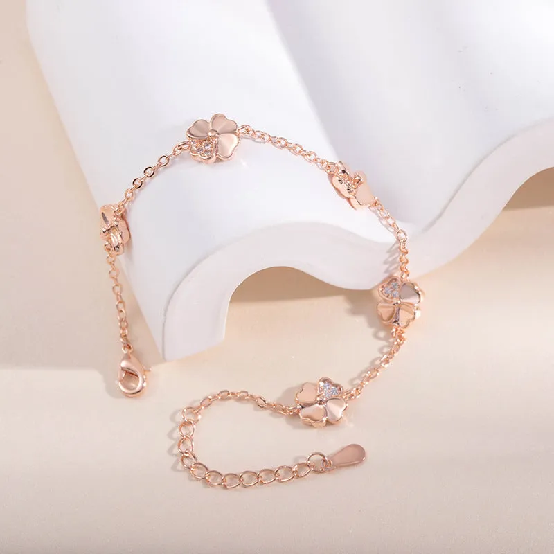 Ins Niche Simple Rose Gold Flower Bracelet