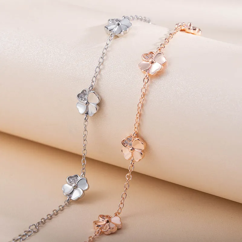 Ins Niche Simple Rose Gold Flower Bracelet