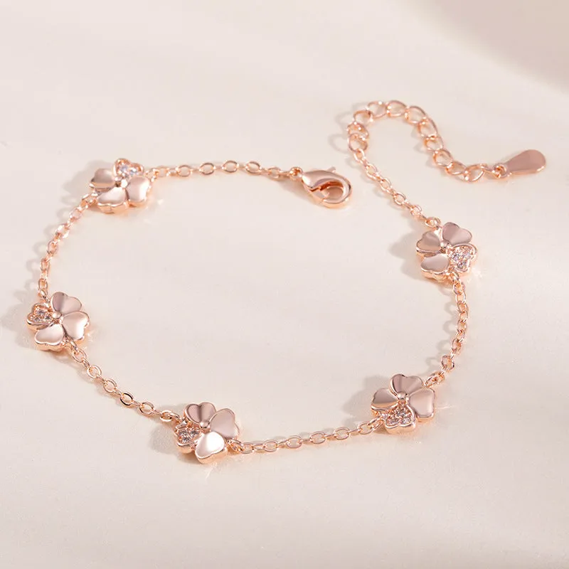 Ins Niche Simple Rose Gold Flower Bracelet