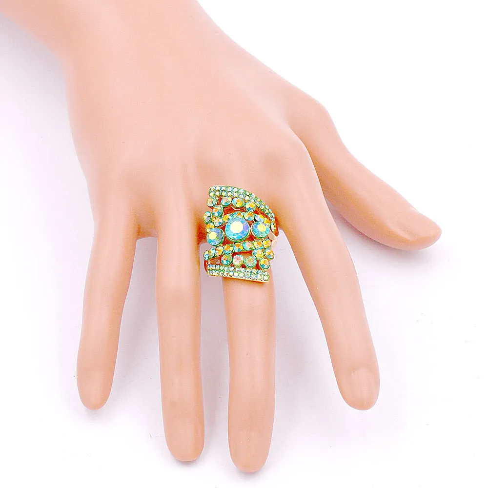 Karizma -  green ab stretch rhinestone ring