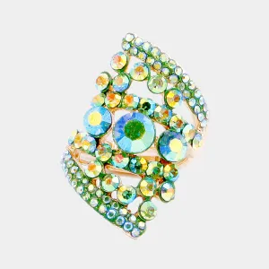 Karizma -  green ab stretch rhinestone ring