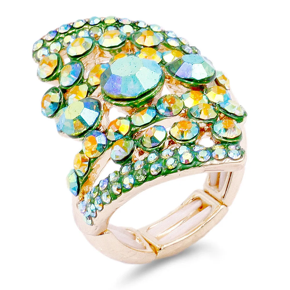 Karizma -  green ab stretch rhinestone ring