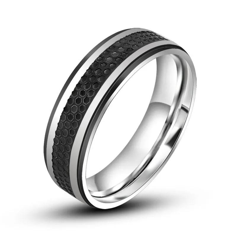 Korean Gold and Black Titanium Steel Couple Rings for Men and Women, Wholesale Jewelry