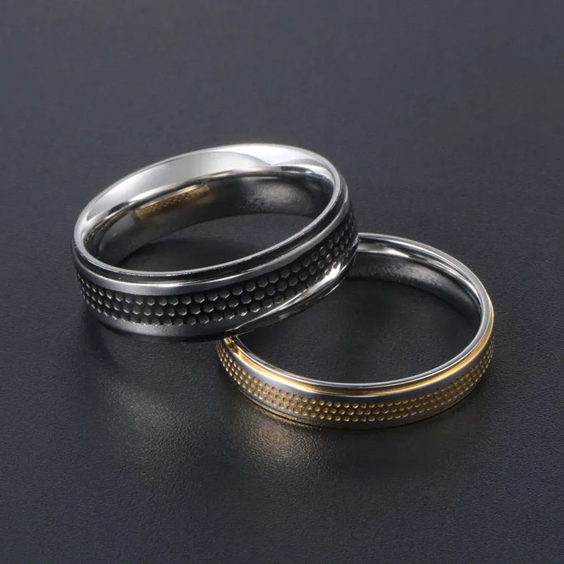 Korean Gold and Black Titanium Steel Couple Rings for Men and Women, Wholesale Jewelry