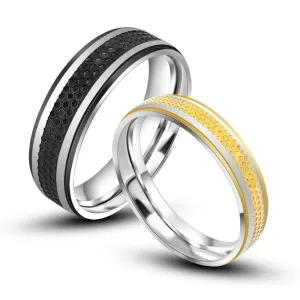 Korean Gold and Black Titanium Steel Couple Rings for Men and Women, Wholesale Jewelry