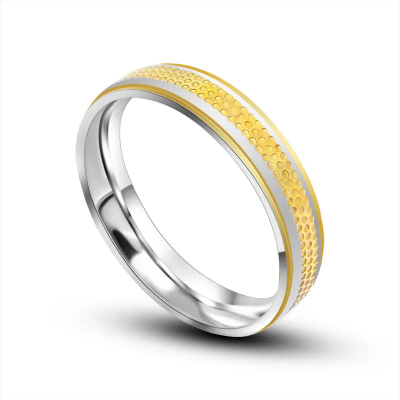 Korean Gold and Black Titanium Steel Couple Rings for Men and Women, Wholesale Jewelry