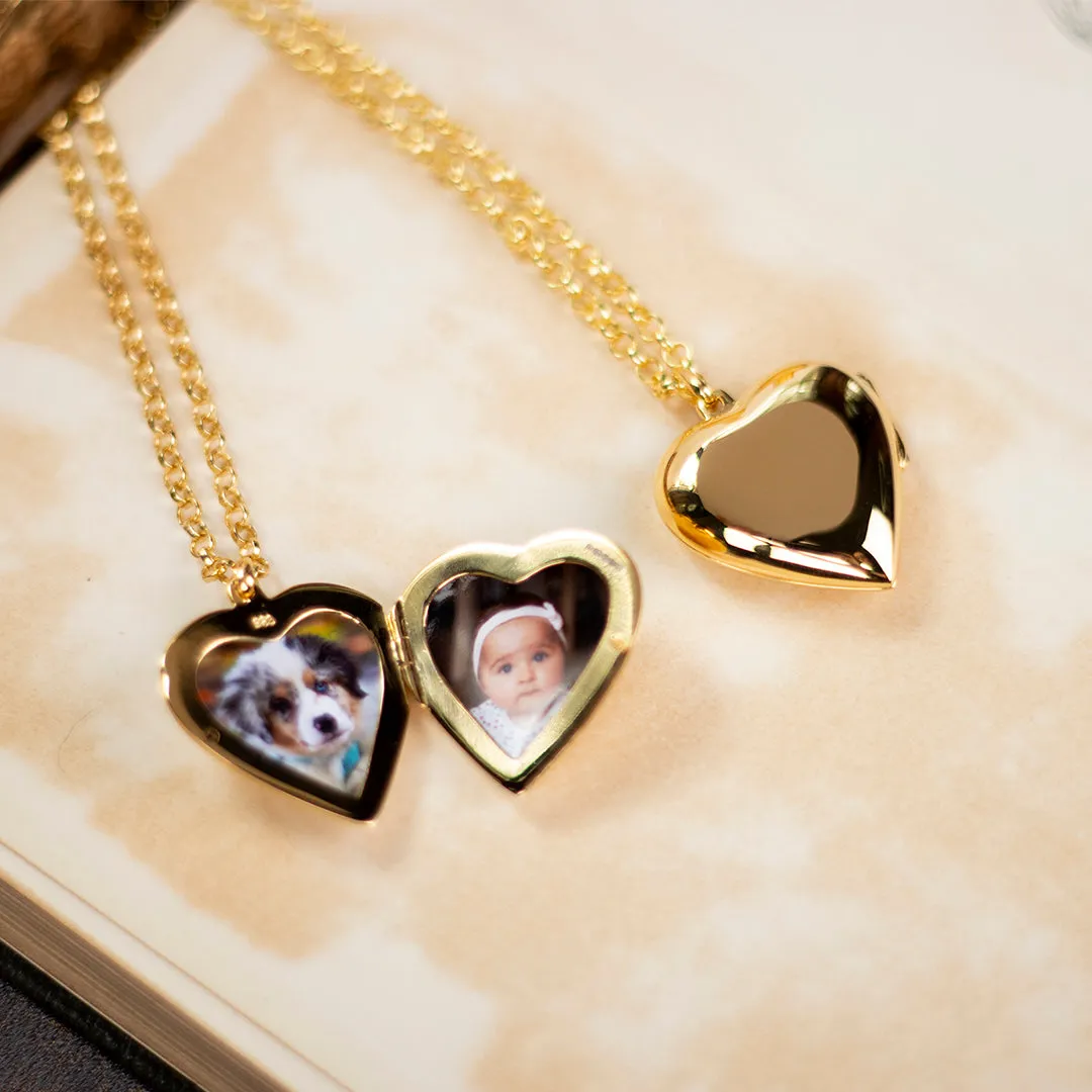 Large 2 Photo Heart Locket  Gold   Photos