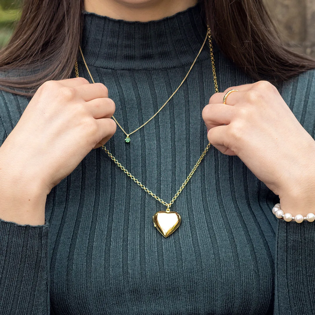 Large 2 Photo Heart Locket  Gold   Photos