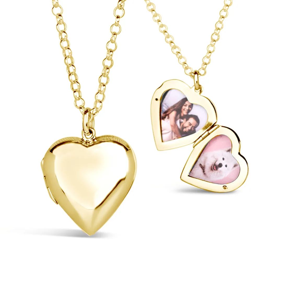 Large 2 Photo Heart Locket  Gold   Photos