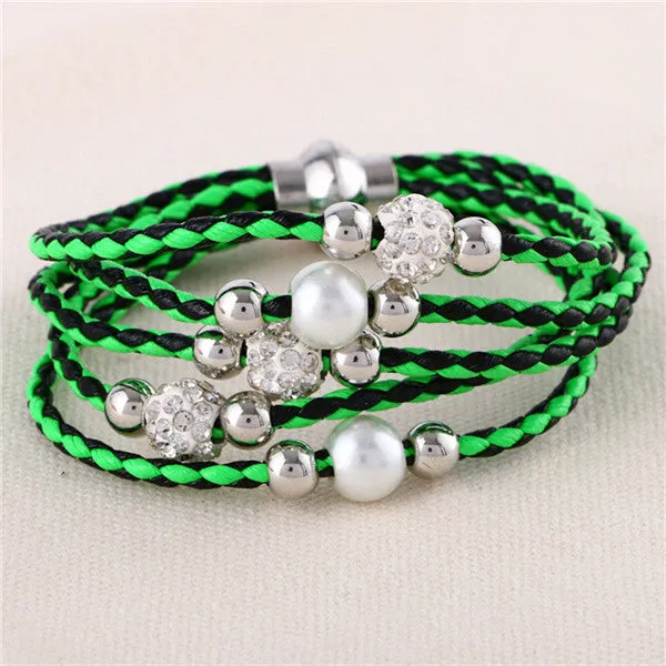 Lovely big European and American fashion leather bracelet female jewelry simple temperament tide